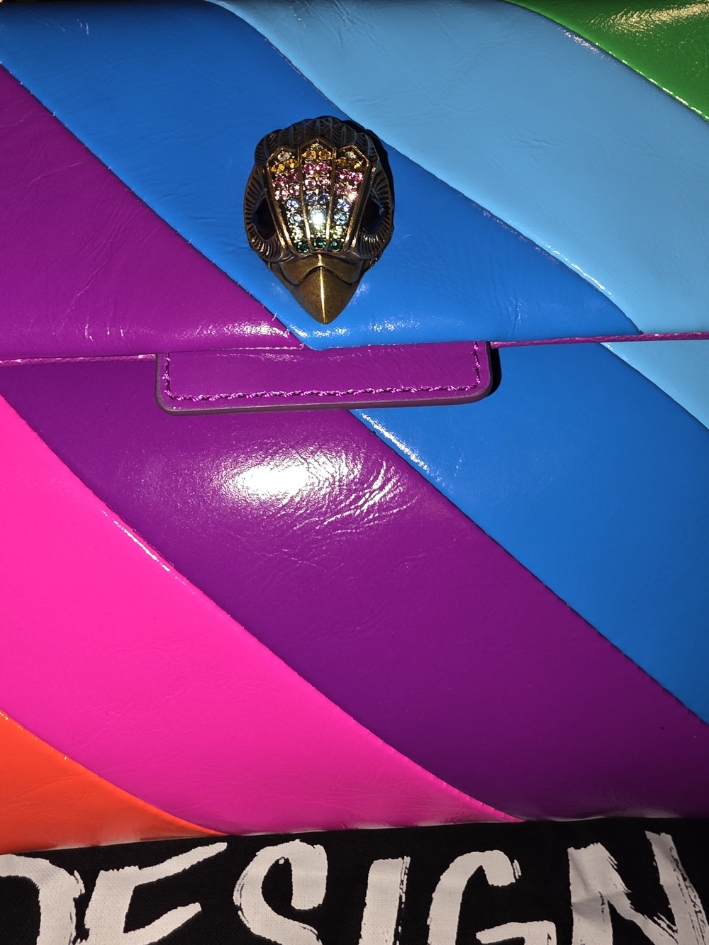 Kurt Geiger Rainbow Diagonal Stripe Leather Shoulder Bag - Multicolor - Picture 4 of 4